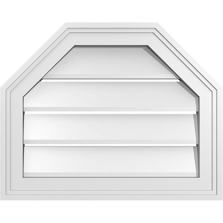 Ekena Millwork Octagonal Top Surface Mount PVC Gable Vent w/ 2"W x 1-1/2"P Brickmould Frame, 20"W x 16"H GVPOT20X1602SF